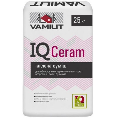 Клеящая смесь для облицовки керамической плиткой Vamiut IQ Ceram белый 25кг