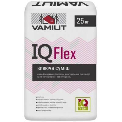 Эластичная клеящая смесь для облицовки плиткой Vamiut IQ Flex белый 25кг